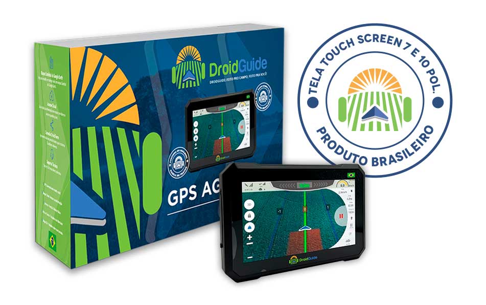 Embalagem e tablet DroidGuide GPS agrícola